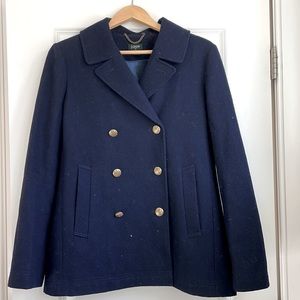 Excellent used J Crew Factory Pea Coat Blue size 10